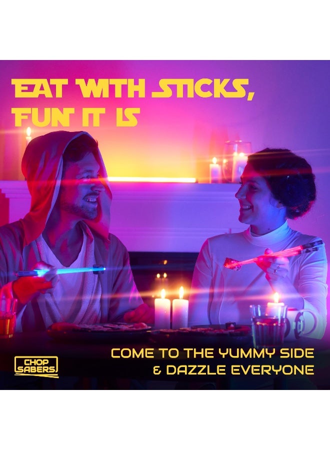 ChopSabers Lightsaber Led Light Up Chopsticks (2-Pairs, Blue & Red) - Image 2